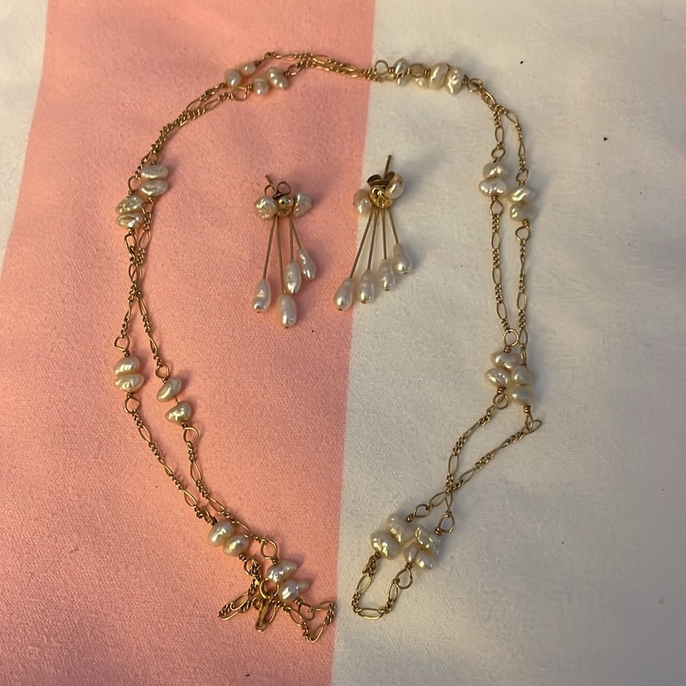 Gold and Pearl Cluster Earrings